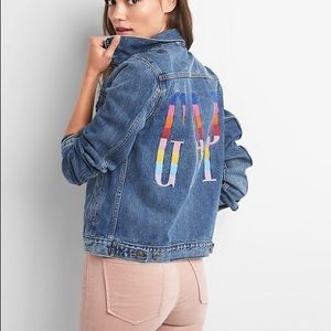 NWOT Gap crazy stripe denim jacket